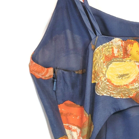 Anthropologie Maeve Floral Mini Dress Silk Blend Peony Print Blue Party Summer 4 - Picture 12 of 16